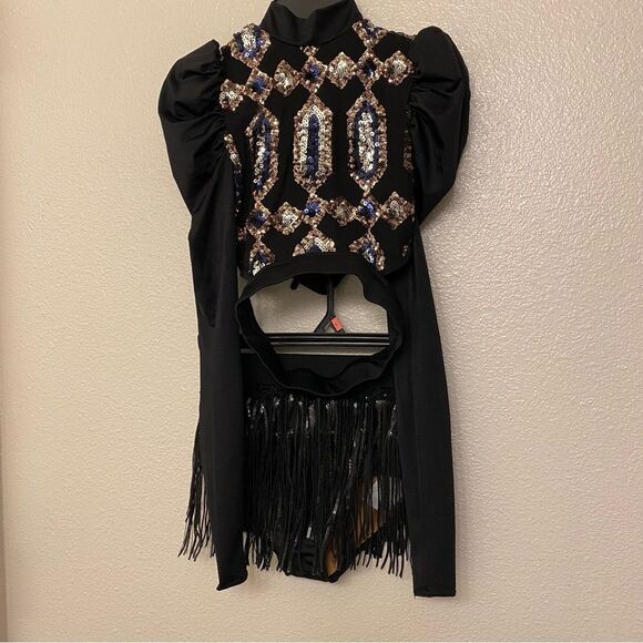 Revolution 10th House Dance Costume 2 piece black sequin BIONIC TH23116 SALC PA - Picture 2 of 16
